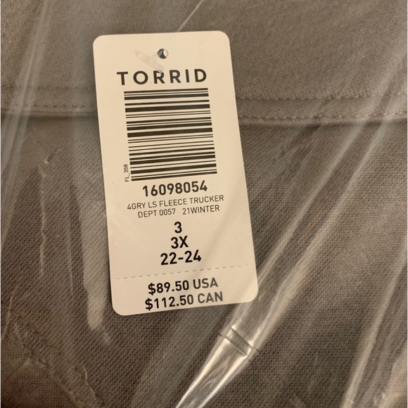 NEW Torrid 3 Trucker Shacket - Fleece Grey - Picture 7 of 7